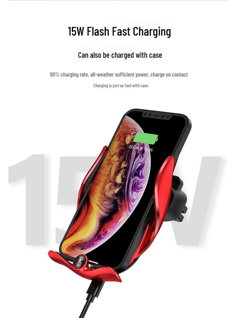M123 Magic Clip Wireless Car Charger & Auto Clamping Phone Holder