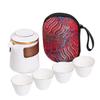 Travel Teaware Set 1 Pot 4 Mug White Porcelain Portable Kung Fu Ceremony Teapot Chinese Outdoor Ceramic Tea Cup with Storage Bag