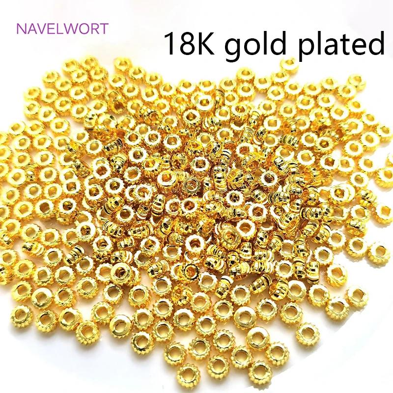 Бусины для изготовления ювелирных изделий 2/3/4/5 мм, Позолоченные 18K, Полосатые бусины-разделители, DIY Изготовление ювелирных изделий, Ручная работа, Фурнитура для бижутерии