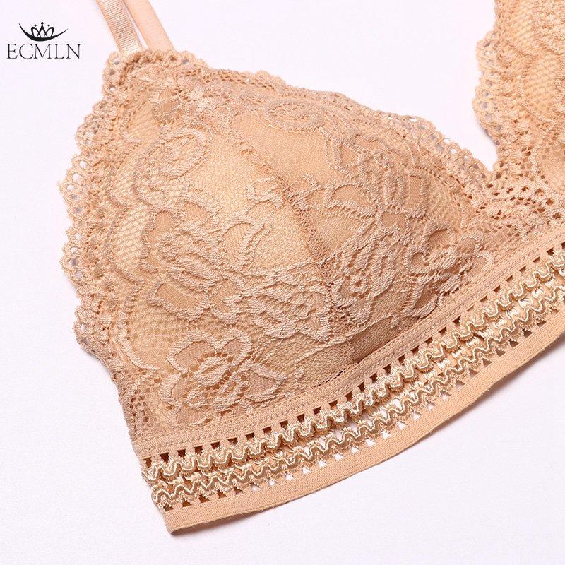 Кружевной женский бюстгальтер без косточек с паралоновыми тонкими съёмными вкладышами и регулируемыми лямками