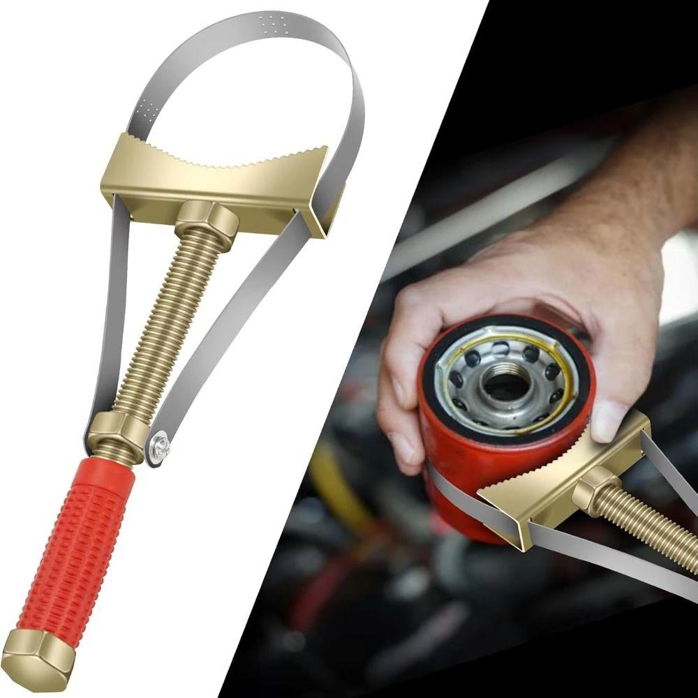 Heavy Car Oil Filter Wrench Adjustable Strap Anti-slip Oil Filter Removal Wrench Effortless High Torque Oil Filter Removal Tool