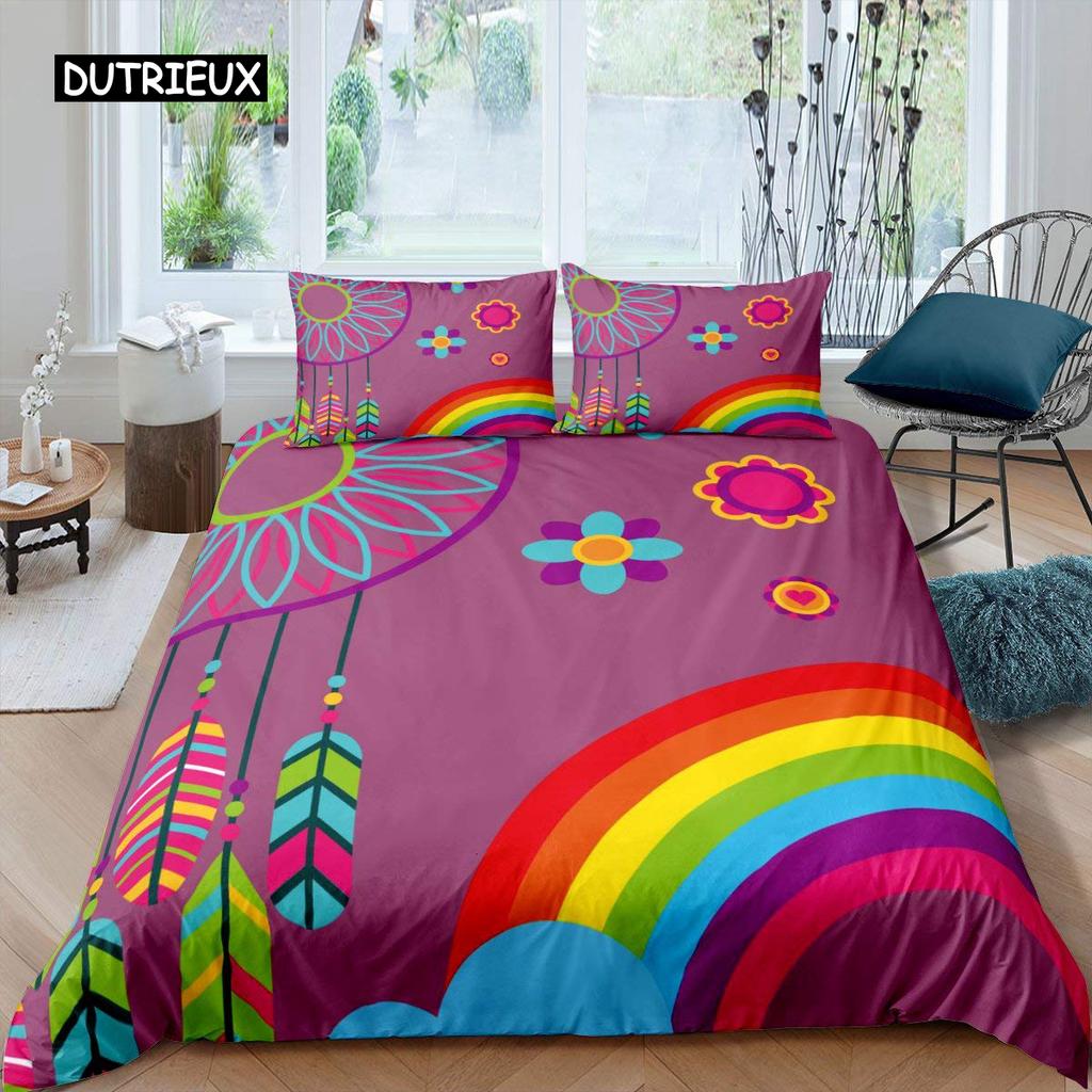 Abstract Rainbow Colorful Bedding Set Queen King Sinlge Duvet Cover Dream Polyester Comforter Covers Pillowcase Soft Bedclothes