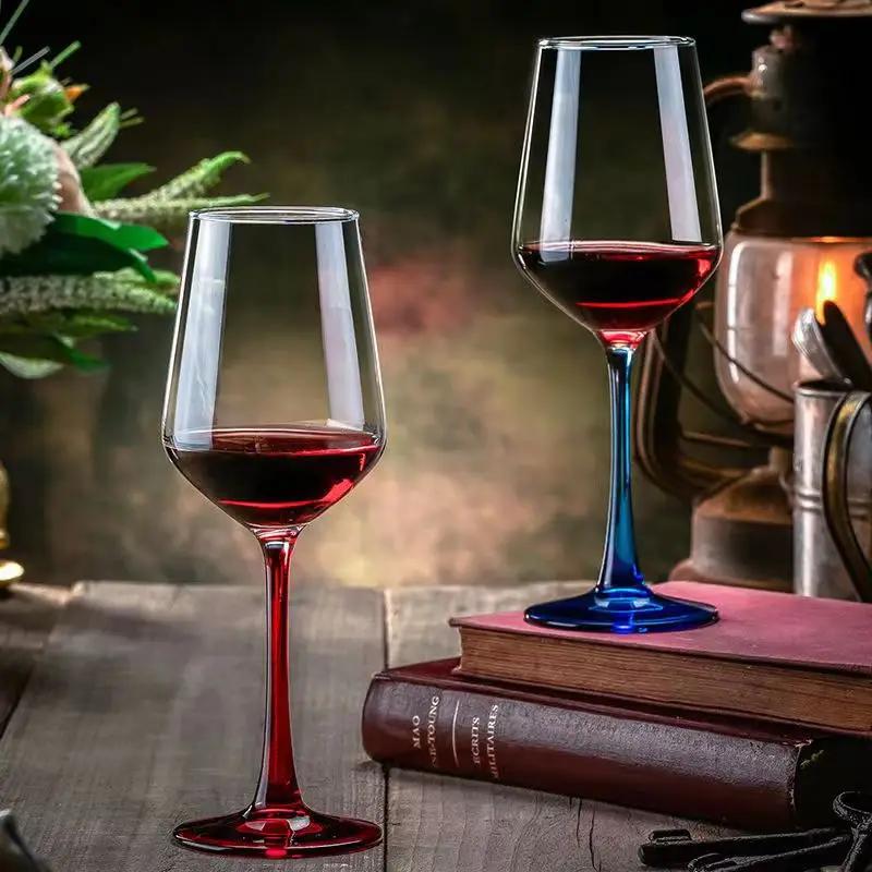 High Quality Colorful Glass Wine Glass Glasses for Champagne Wineglass Whiskey Cup Cups Vintage Drinking Goblet Luxury Set Bar