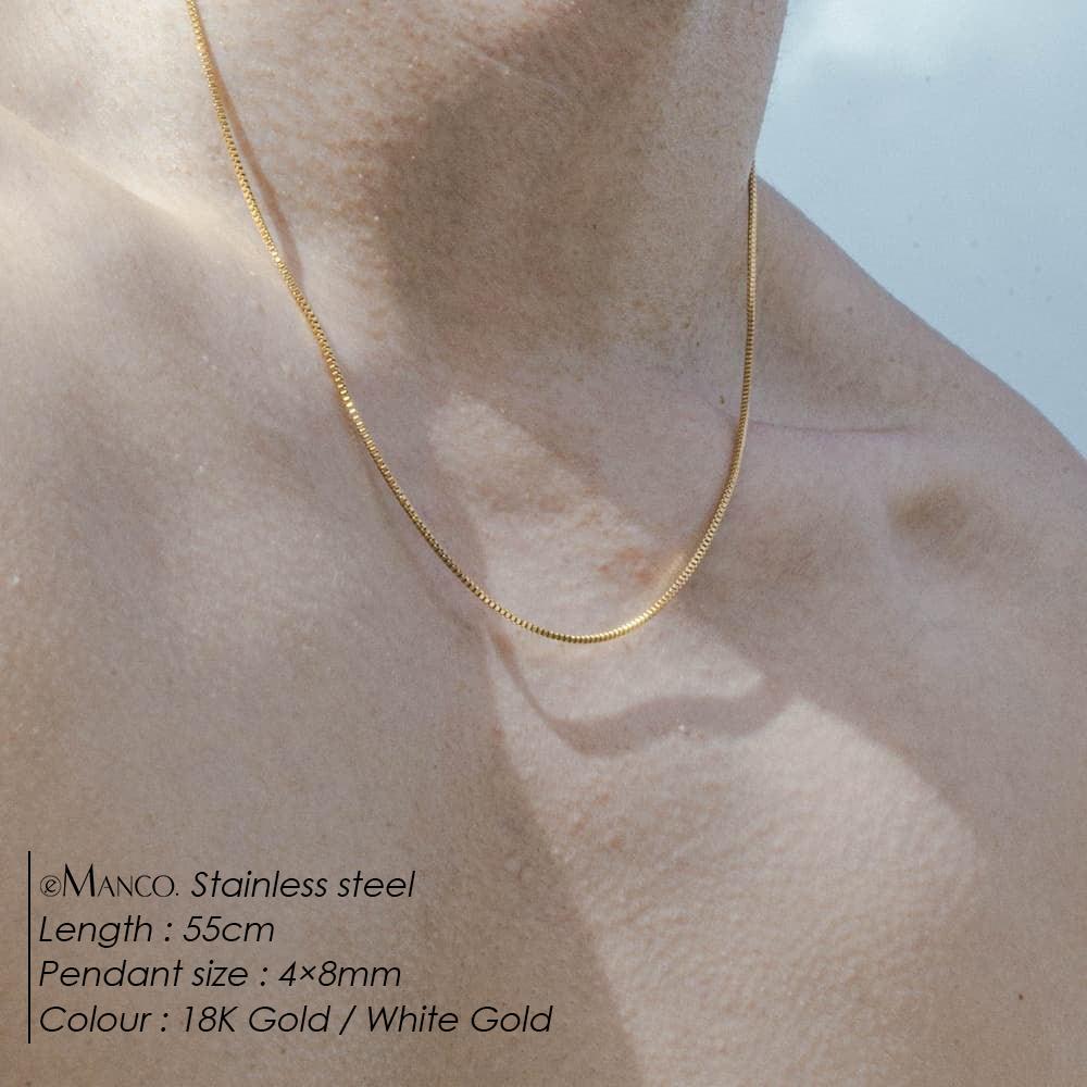 EManco Fashion Hypoallergenic Fine Jewelry Hip Hop Stainless Steel Gold Box Chain Necklace Jewelry Mens
