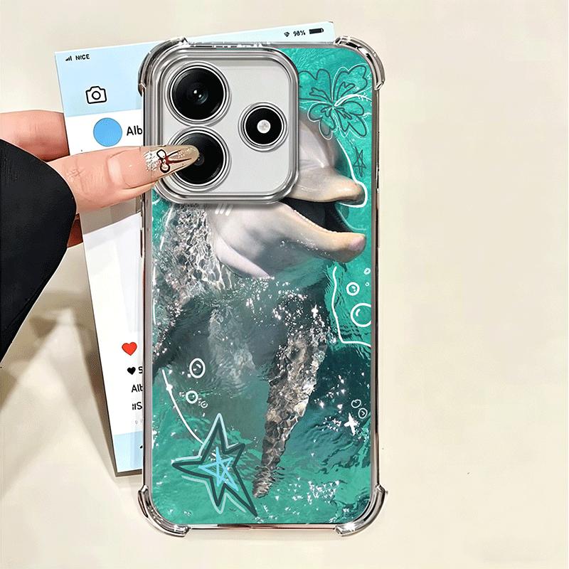 Милый Дельфин из Океана Мягкий Чехол Для Телефона Для Xiaomi Poco X7 X8 Pro Max X6 X5 X3 F8 Ultra F7 M8 M7 M5S Redmi 15C 15A 15 14C 13C 12C 13