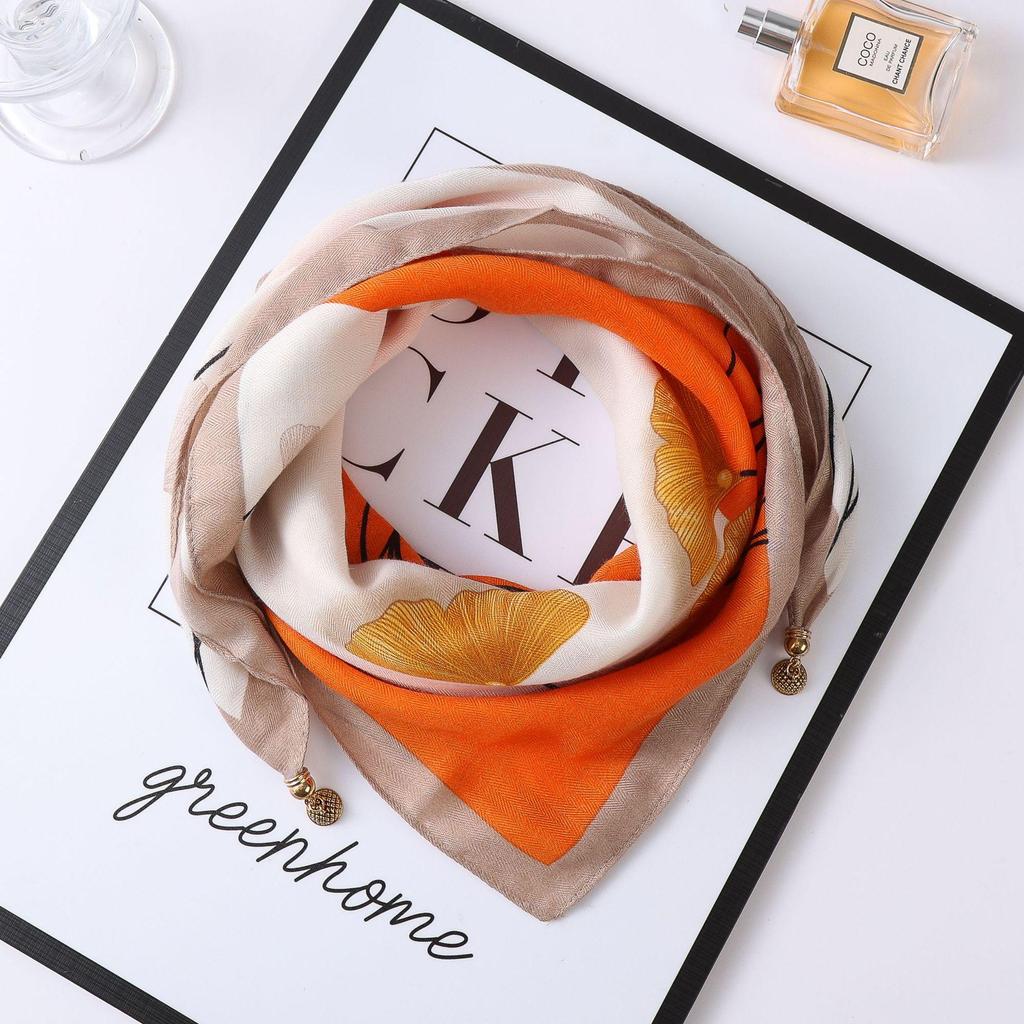 Осенне-зимний шелковый шарф в западном стиле с корейским акцентом в виде магнитного золотого шарика