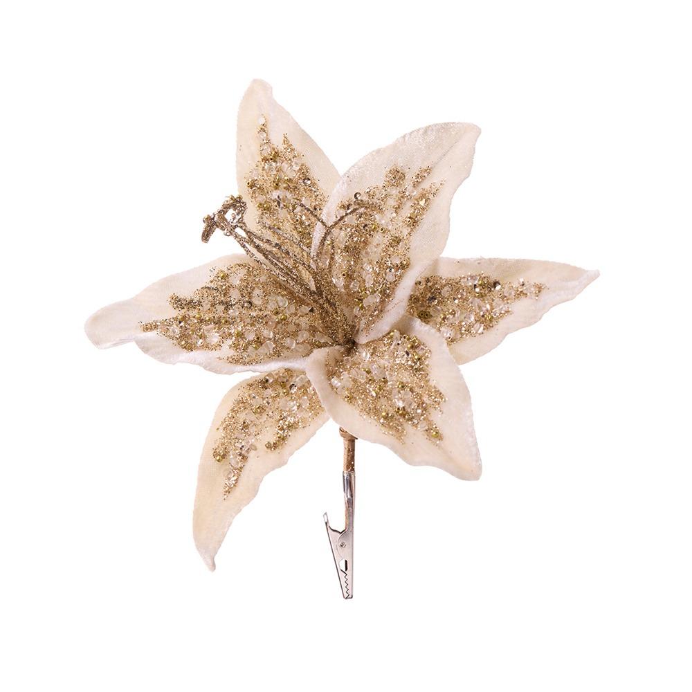 Glitter Artificial Christmas Flower Velvet Simulation Flower Christmas Poinsettia  Home Decoration