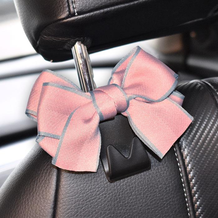 Creative Cute Bowknot Car Seat Back Storage Hooks Vehicle Headrest Organizer Hanger for Groceries Bag Handbag Car Accessories