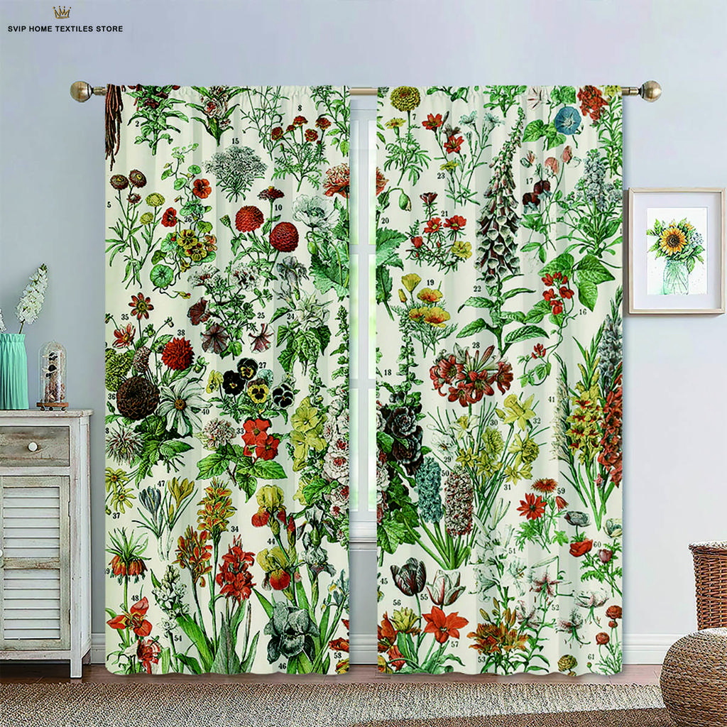 Шторы с цветочным принтом в пасторальном стиле для спальни, гостиной, кухни, декоративные, можно стирать в стиральной машине, комплект из 2 шт.