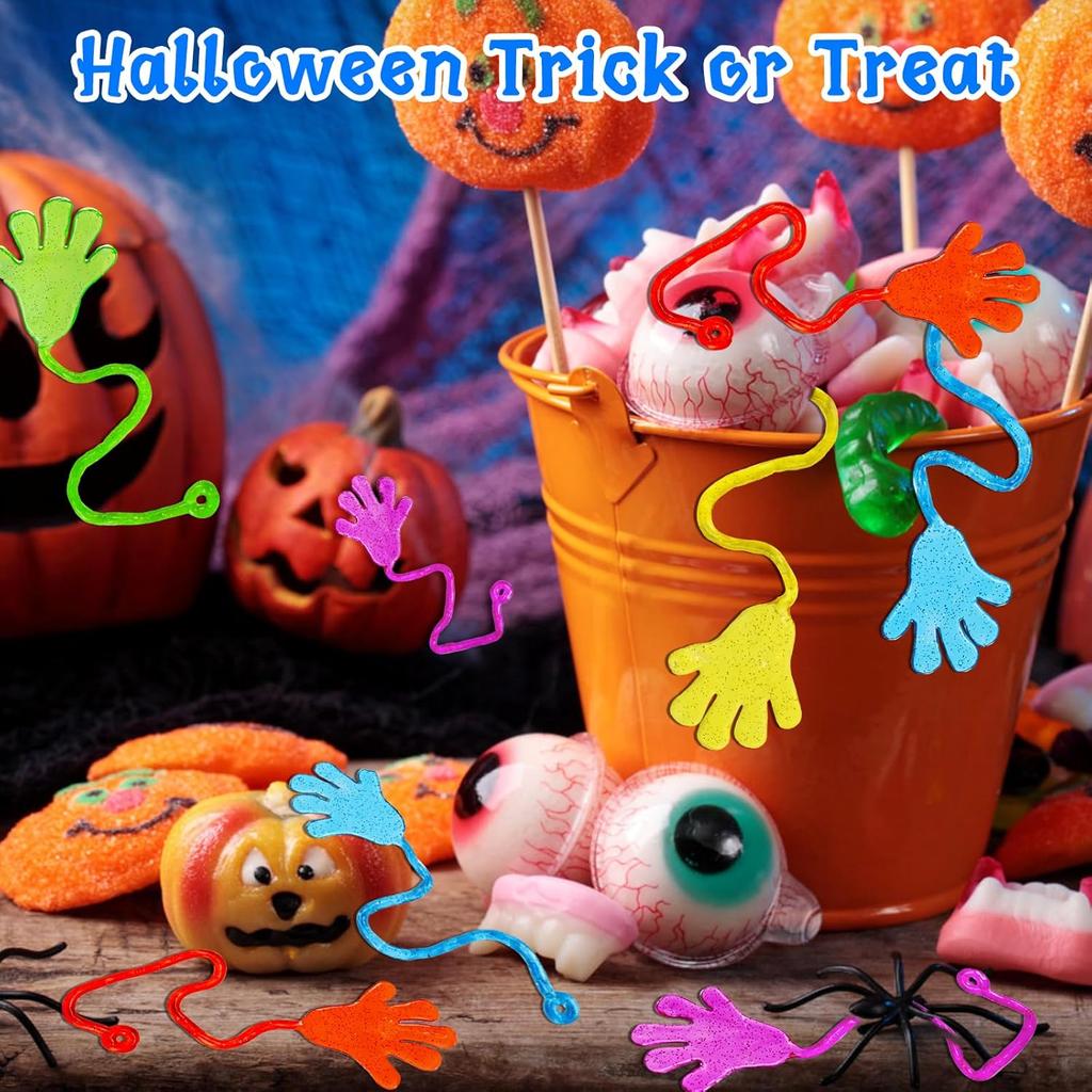 100PCS Glitter Sticky Hands Party Favors for Kids 4-8 8-12 Birthday Supplies Halloween Goodie Bag Stuffers Classroom Treasure Box Carnival Prizes