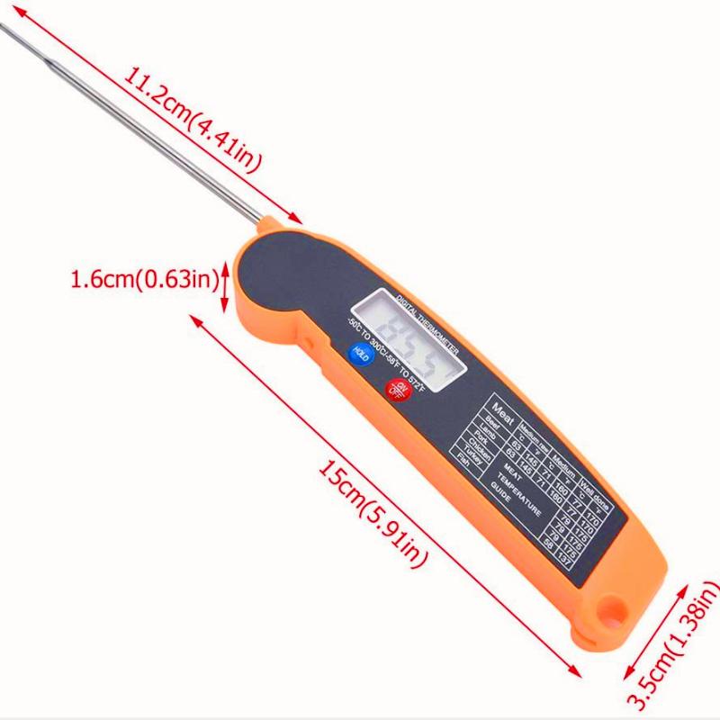 Foldable Digital Food Thermometer for Meat Water Milk Cooking Food Probe Fry BBQ Temperature Gauge Oven Thermometer Kitchen Tool