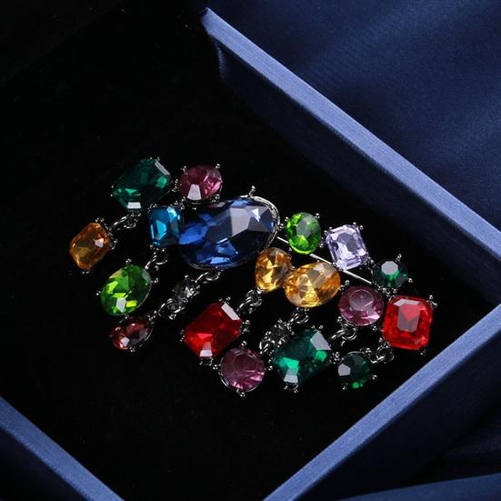 Преувеличенная мода, красочные стеклянные стразы, инкрустированная брошь, элегантный нерегулярный геометрический кардиган, булавка для свитера, свадебная вечеринка, ювелирное изделие, подарок