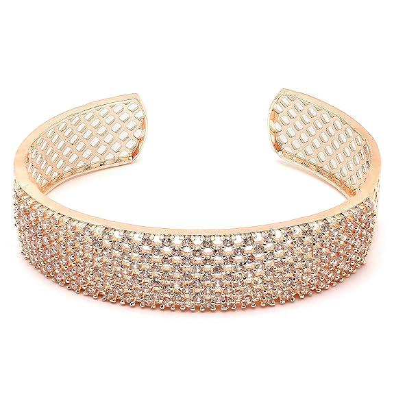 Современный браслет Kada с родиевым покрытием, белыми американскими бриллиантами для девочек и женщин