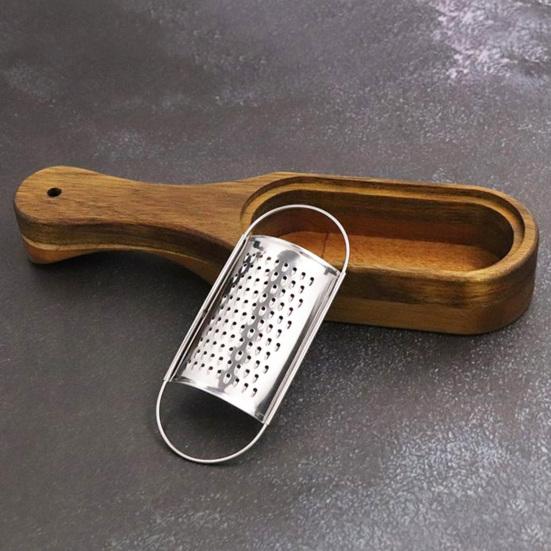 Коробка для терки для сыра из нержавеющей стали, деревянная терка с длинной ручкой, съемный измельчитель древесины акации, инструмент для измельчения сыра