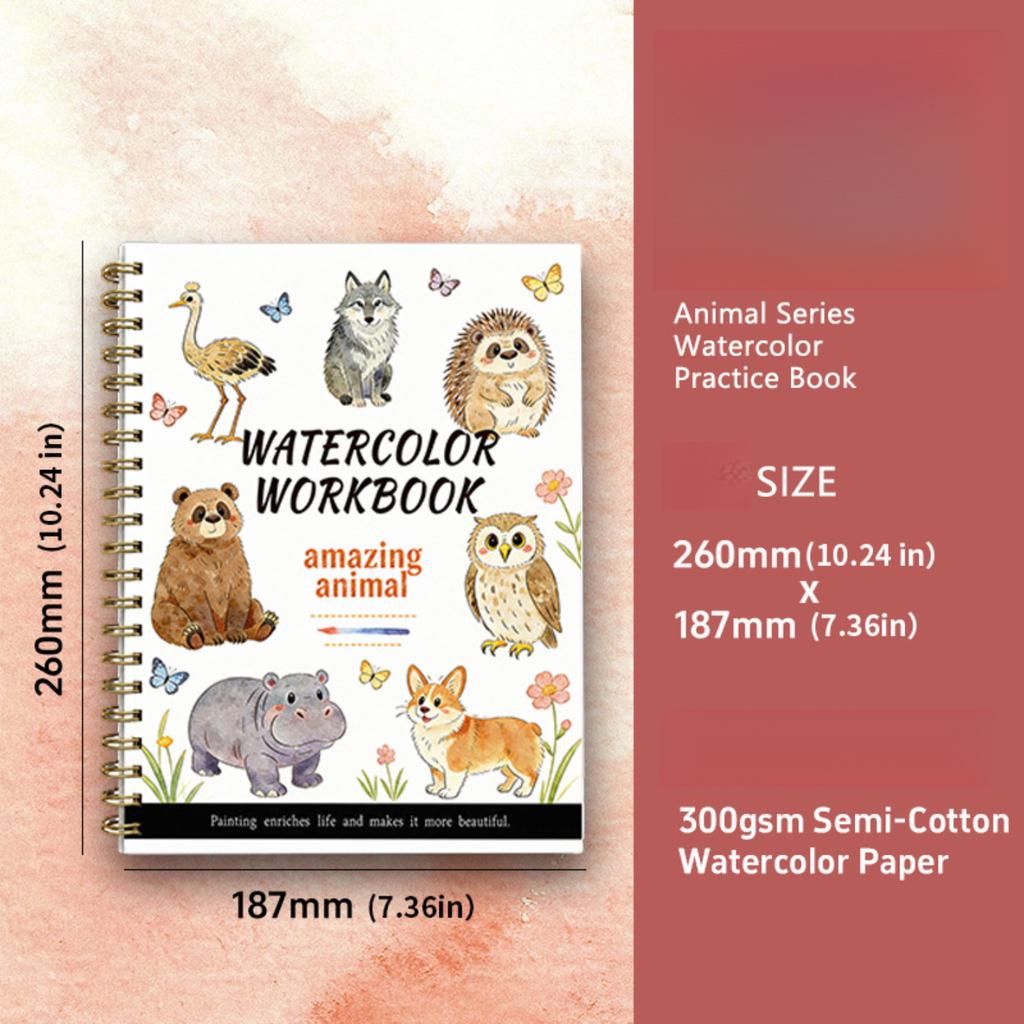 Large Size Watercolor Sketch Practice Pad, 16 Pages Cotton Paper Line Drawing Coloring Book For Starter Art Training