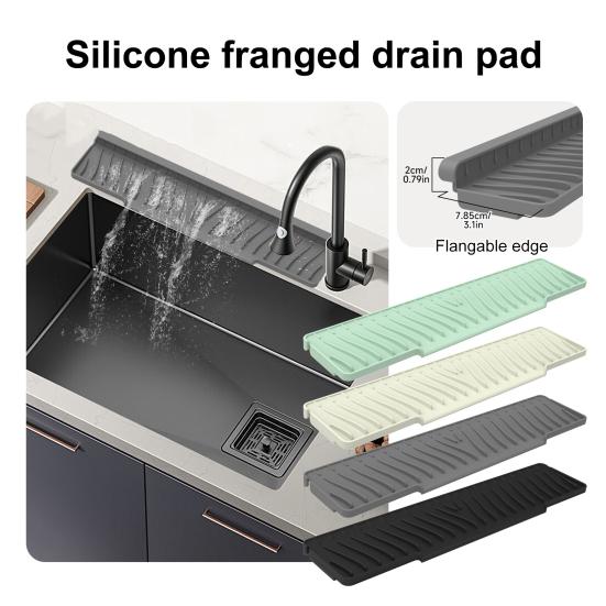 Faucet Sink Splash Guard Silicone Drain Mat for Kitchen Sink Anti-Slip Water