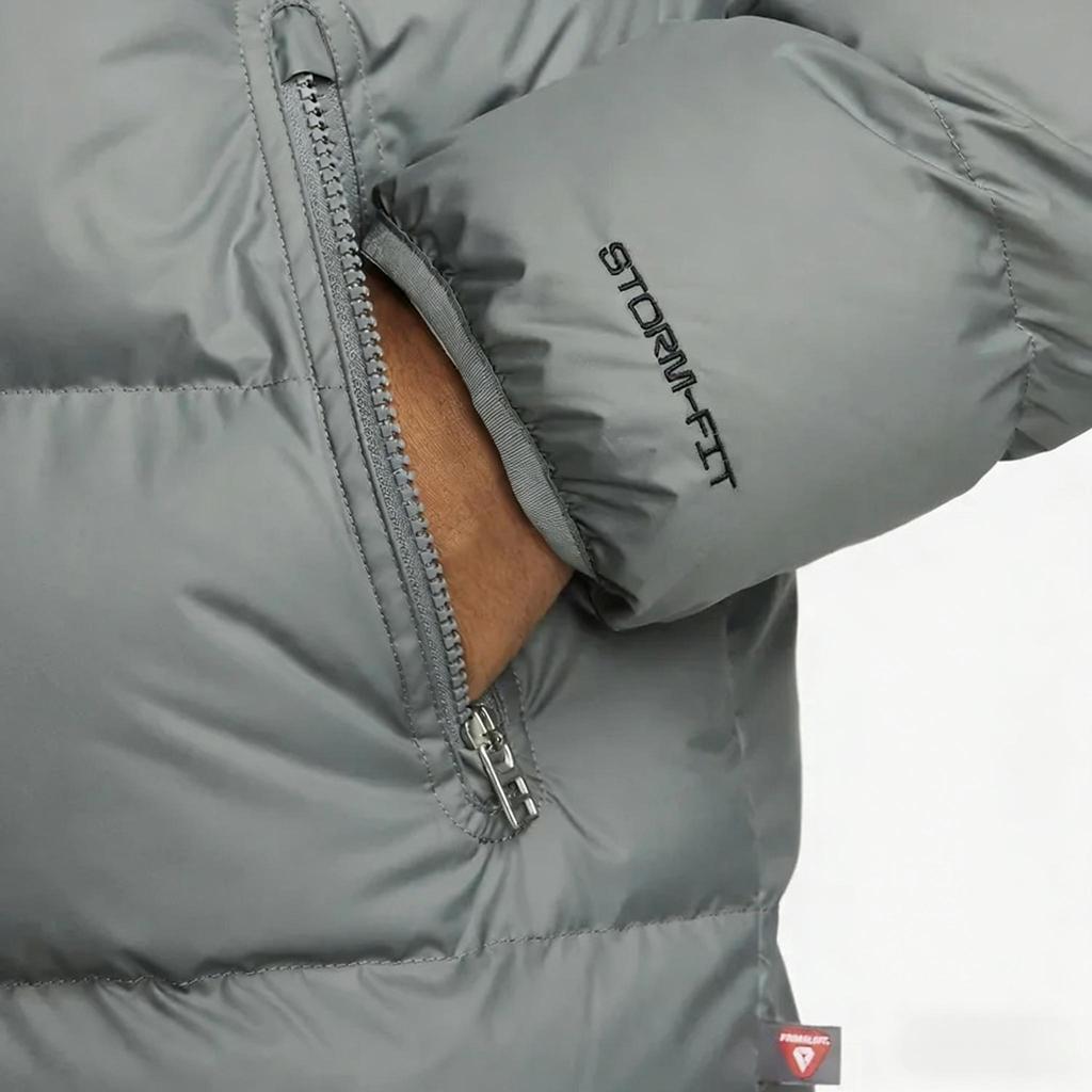 Nike Ветровка Storm-FIT Windrunner PrimaLoft ® с цветными блоками, куртка с длинными рукавами и капюшоном, теплая куртка из пуха, мужская, серая