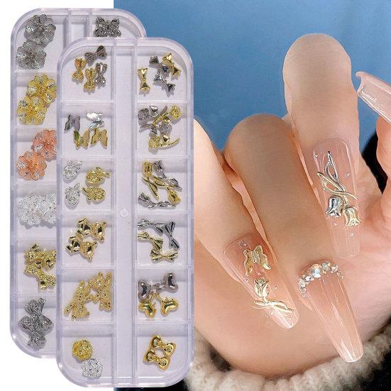 Nail Art 12 Mixed Shining Styles Three-dimensional Decor Sparkling DIY Grids Luxury Manicure Butterfly Ornament