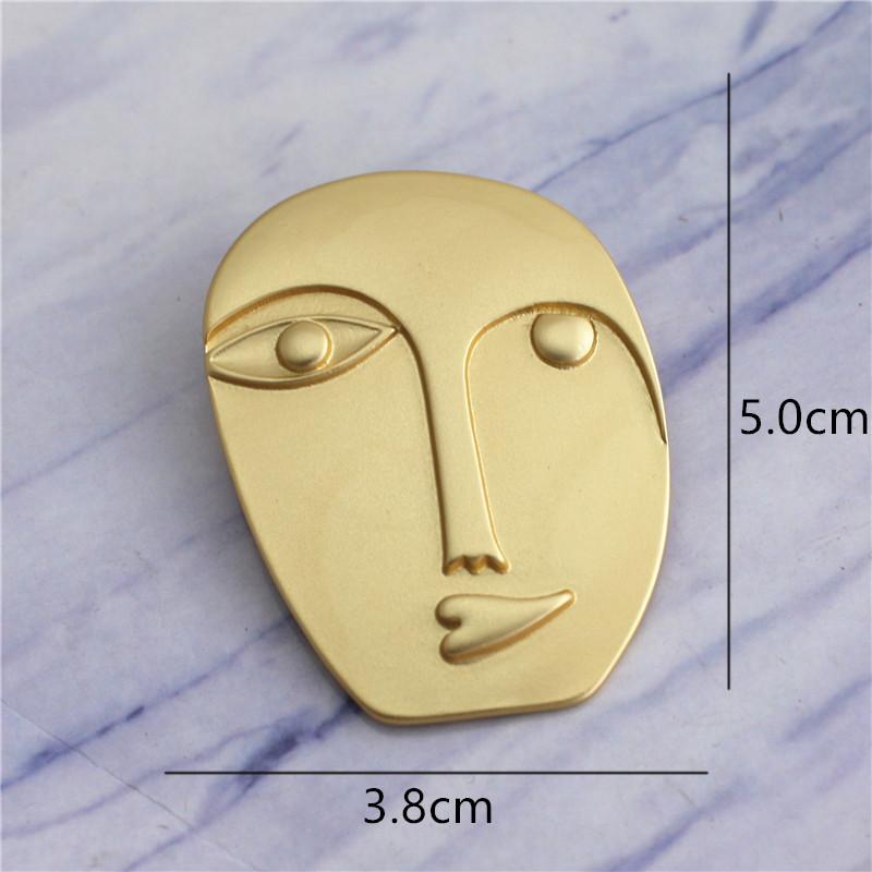 Новая абстрактная матовая золотая брошь для лица, винтажная булавка для пальто, аксессуары для костюма, женские и мужские украшения