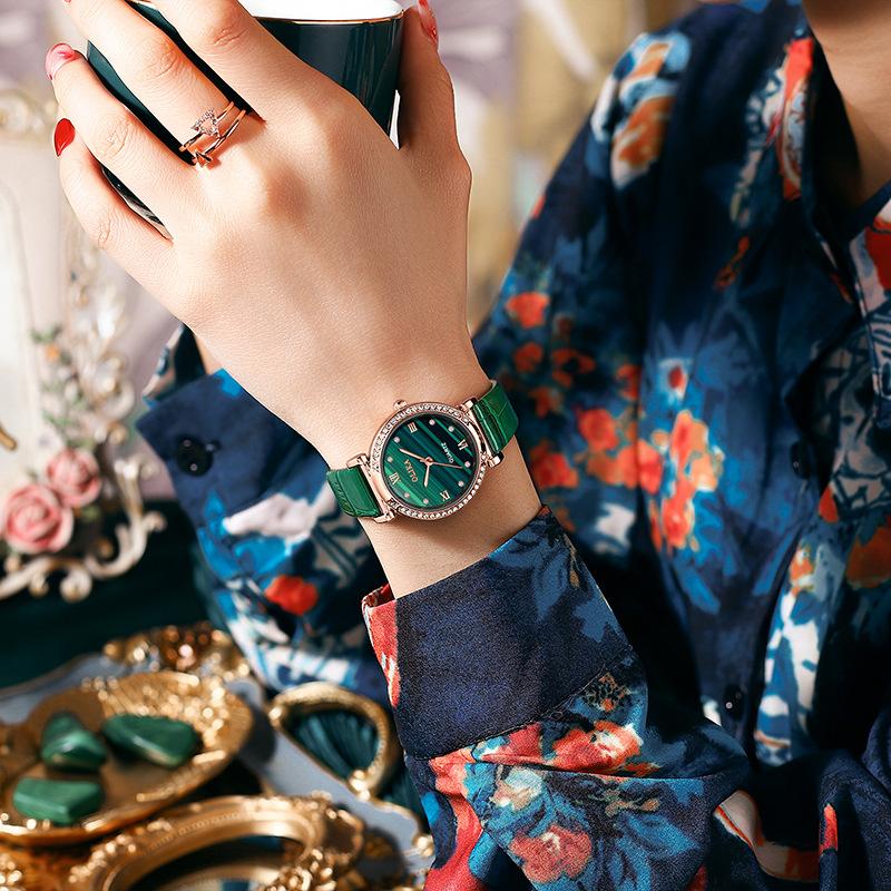 Новые роскошные женские часы высшего бренда с коробкой, маленькие зеленые модные повседневные женские кварцевые часы