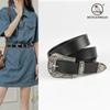 2024 Four Seasons Available New Genuine Leather Women'S Belt, Black Leather Retro Belt With Jeans And Casual Pants