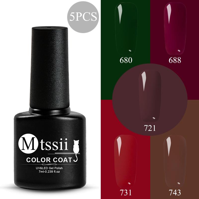 Mtssii 7ml Semi Permanent 3D Soak Off UV Gel Polish Set for Manicure Hybrid Nail Art Decoration