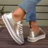 Fashion Plus Size 43 Women's Casual Flat Shoe 2025 New Style Rhinestone Design Woman Sneakers Comfortable Platform Shoe