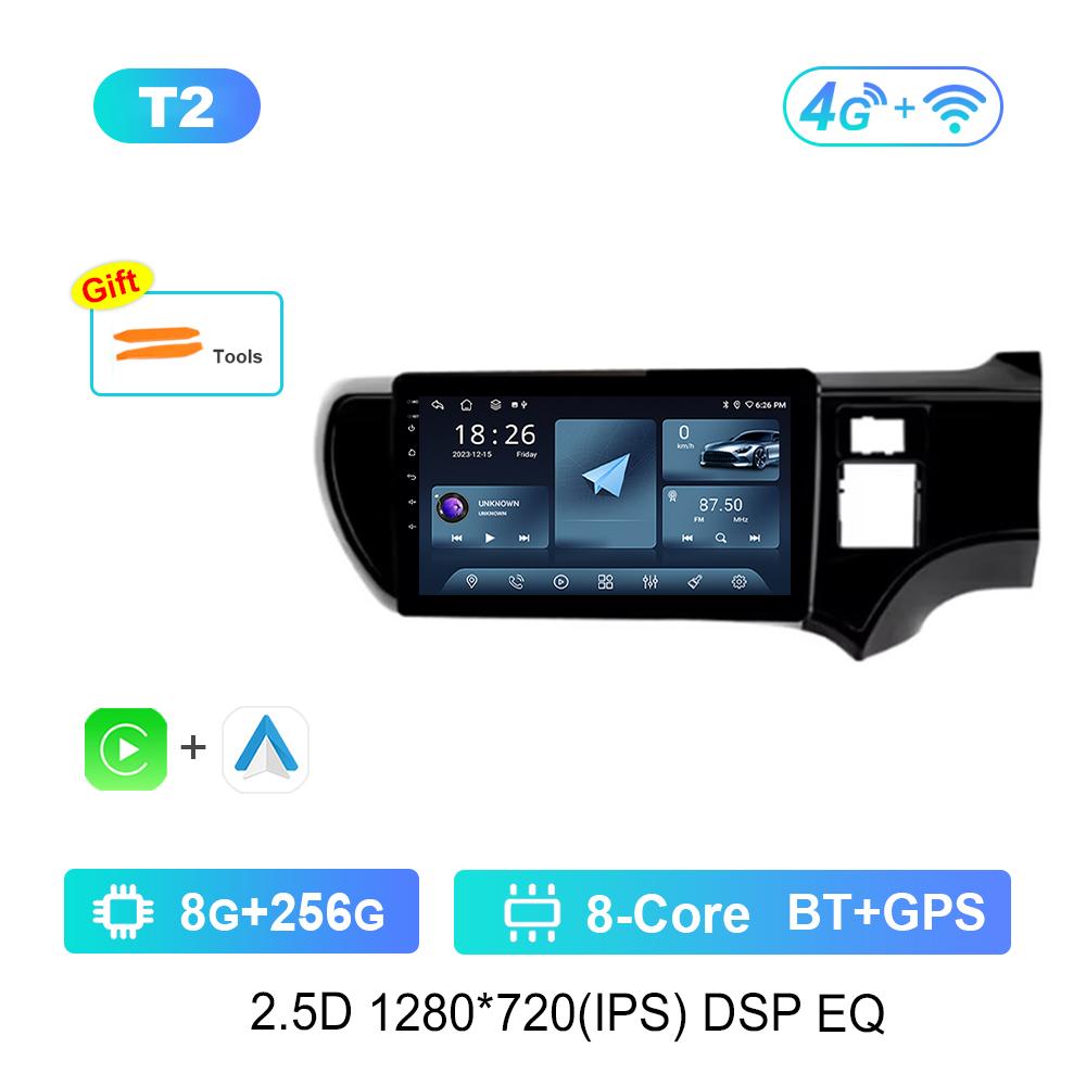 9-дюймовый DSP Стерео Android OS для Toyota Aqua 2011 - 2017 Navi GPS 4G Автомагнитола Мультимедийный плеер BT IPS Экран WiFi Вентилятор охлаждения