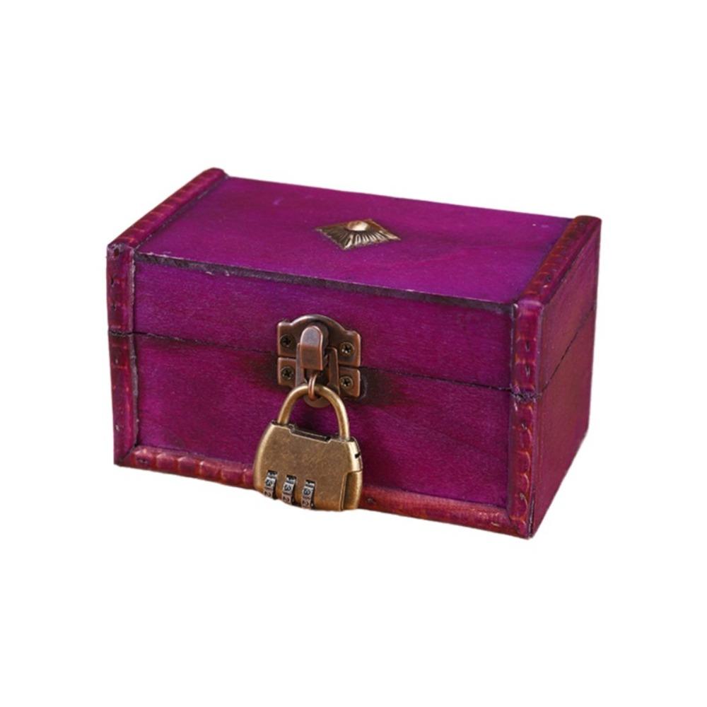 Vintage Jewelry Storage Box with a Lock Retro Style Desktop Organizer Collection Gift Box Home Use