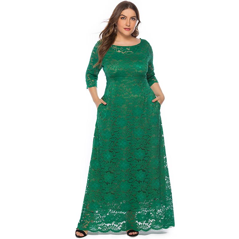 Женские длинные платья макси размера плюс для коктейльной вечеринки, свадьбы, вечера, формальные кружевные длинные платья