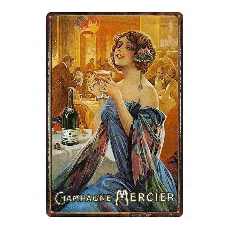 Металлическая жестяная табличка Morlant Reims Champagne Винтажные французские плакаты Жестяной знак Плакат Настенное искусство Табличка для бара Кофейни Офиса Настенный декор