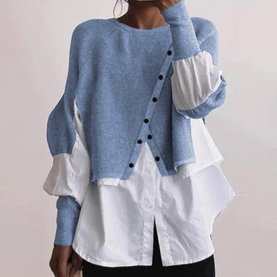 Шикарная блузка с длинными рукавами, теплый лоскутный женский свитер с цветными блоками, женский свитер