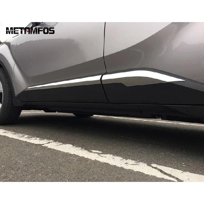 Для Toyota CHR C-HR 2016- Наклейки-полоски на боковую линию двери из углеродного волокна, накладки на пороги, аксессуары для стайлинга автомобиля