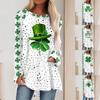 Fashionable Women's Casual Loose Round Neck Long Sleeved Saint Patrick Printed T-shirt Top