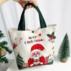 Christmas Canvas Tote Bag Reusable Grocery Shopping Bag Winter Holiday Gift Goodie Bag for Gifts Wrapping Storage