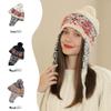Women's Ethnic Style Striped Patchwork Beanie - Warm Wool Winter Hat with Ear Protection.