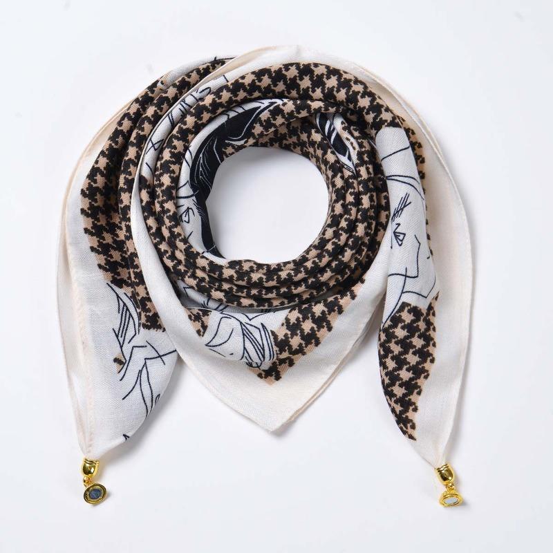 New Multi-functional Magnetic Velvet Neck Protection Small Scarf New Women's Four-season Warm Decoration Fashionable Small Square Scarf