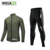 WOSAWE мужские зимние ветрозащитные теплые флисовые светоотражающие длинные рукава теплые велоштаны с силиконовой подкладкой комплект для езды на шоссейном велосипеде