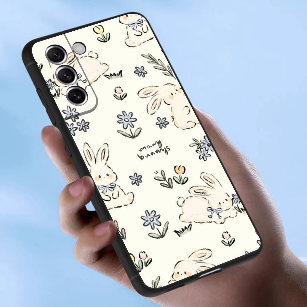 Чехол Wildflower Girls с бантом и кроликом, милый мультяшный, для Samsung Galaxy Case S25 S23 S22 S21 S30 S20 S10 Ultra Plus FE, мягкий чехол из ТПУ