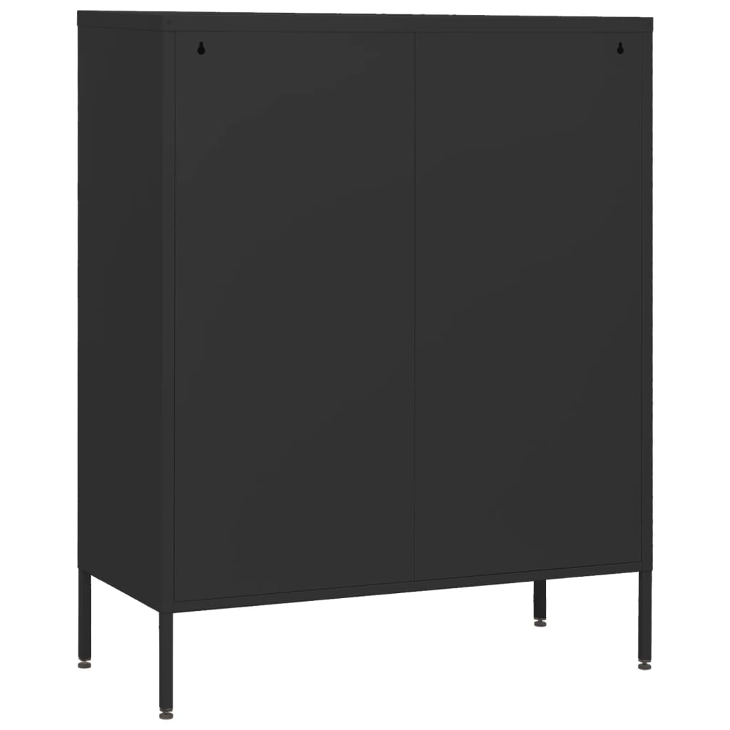 Black Chest of Drawers 80 x 35 x 101.5 cm Steel