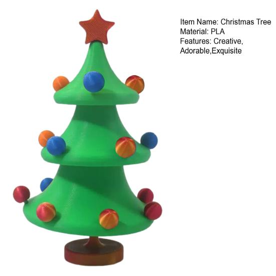 Танцующая статуэтка рождественской елки, 3D-печатное настольное украшение, вращающаяся центральная часть рождественской елки