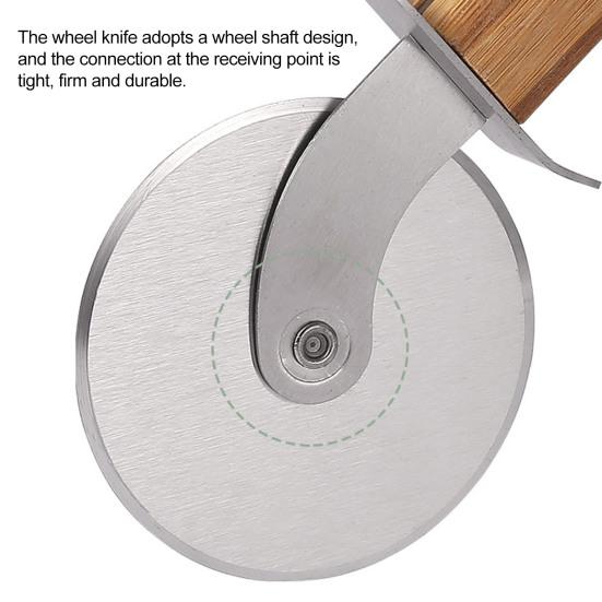 Pizza Cutter Wheel with Wooden Handle Stainless Steel Pizza Cutter Rocker Slicer Sharp Pizza Cutting Tools for Pizza Pie Bread Cheese