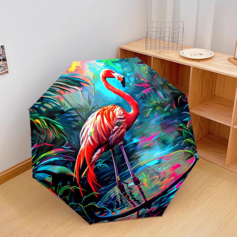 1 шт. Автоматический складной зонт - милый розовый узор, Портативный и складной дизайн с 8 спицами, Рождественские и Новогодние подарки