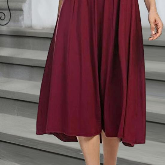 Женское плиссированное миди-платье А-силуэта с рукавами, круглым вырезом и расклешенной юбкой, летнее