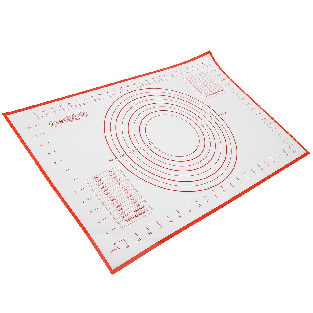 Silicone Baking Mat Reusable Counter Roll Mat Dough Rolling Pastry Mat with Measurement for Pie Crust Pizza CookiesRed