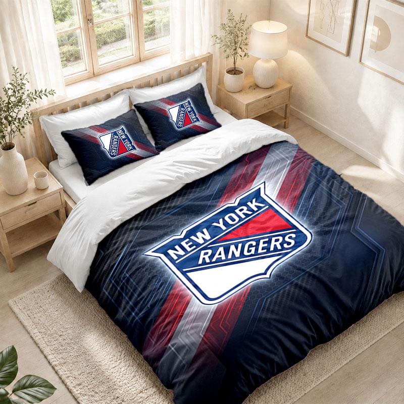 Bedding Set 1 Duvet Cover 2 Pillowcases New York Rangers Print Bedroom Home Decoration