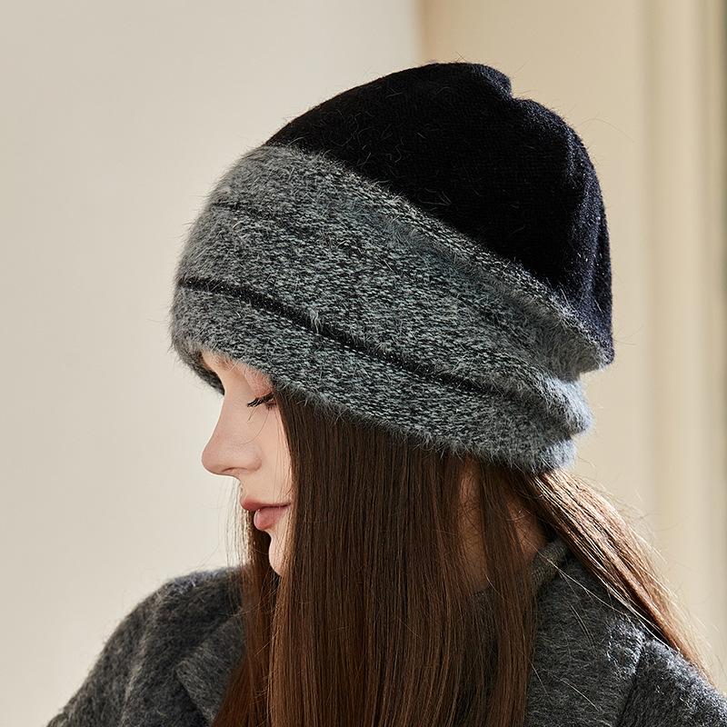 Knitted Winter Hat for Women - Hand Washable, Stretchable, Double-Layer Warmth, Comfortable Ear Cover, Thick Yarn Slouchy Beanie