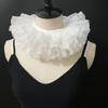 Halloween Party Ruffles Lace Fake Collar for Womens Elegant Layered Clown Cosplay Customes Detachable Collar Neck Collar