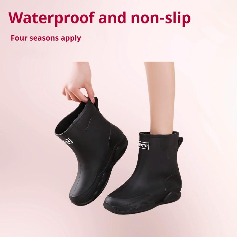 Мужские и женские резиновые сапоги, уличные мотоциклетные водонепроницаемые ботинки средней высоты, резиновые ботинки на толстой подошве, легкие галоши