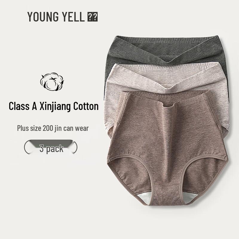 YOUNGYELL Women's High-Waist Antibacterial Cotton Underwear 3-Pack